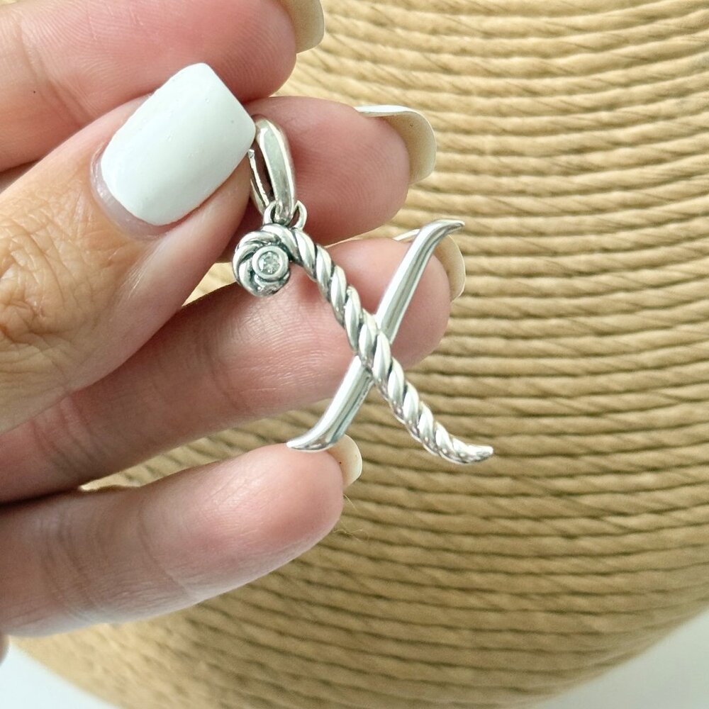 David Yurman Script Initial X Amulet .925 Sterlin… - image 1